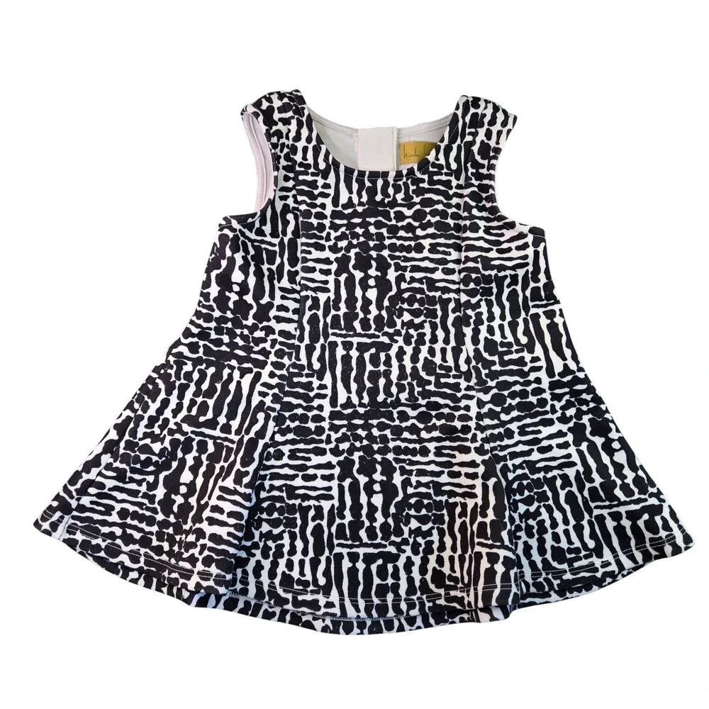 Nicole Miller Toddler Girls 4T Black White Abstract Print Fit Flare Zipper Dress
